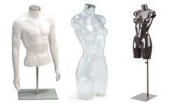 torso`s in wit transparant en zwart dames heren